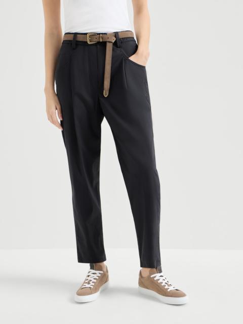 Lightweight poplin five-pocket track trousers with monili