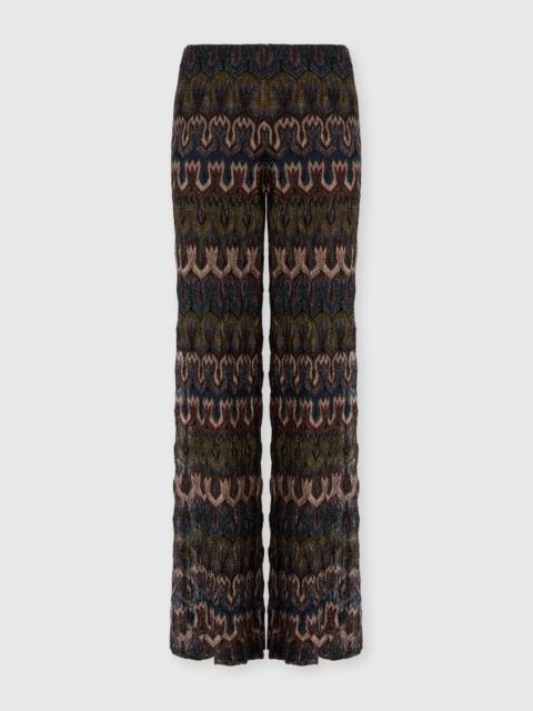 Viscose Lamé Trousers with Arabesque Motif