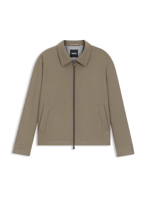 SLIM-FIT JACKET IN STRETCH FABRIC WITH WING COLLAR