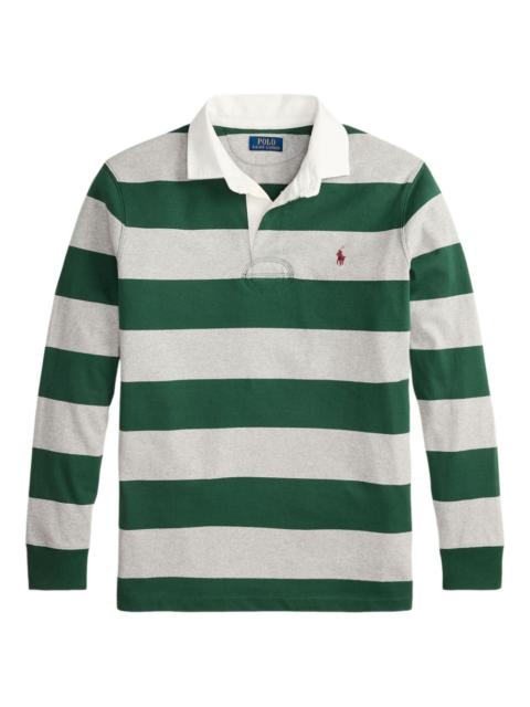 striped-pattern long-sleeve polo shirt