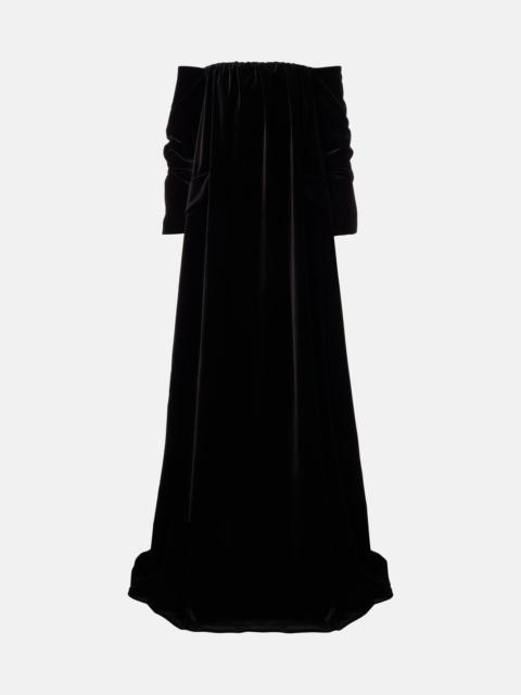Open-back cotton velvet gown