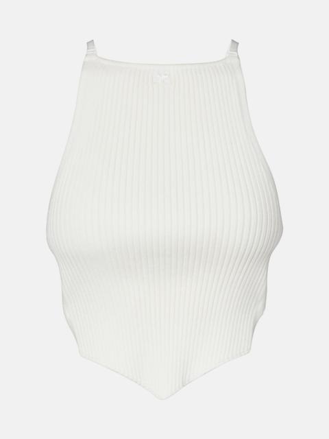 Ribbed-knit cutout tank top