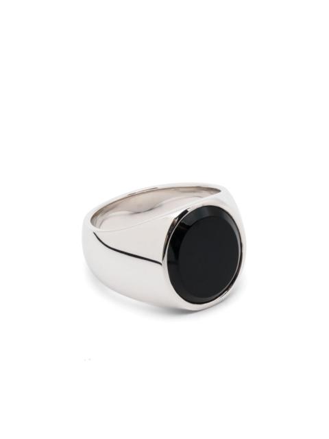 Oval onyx-stone silver ring