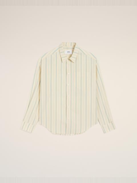 BEIGE COTTON  BOXY FIT STRIPED SHIRT