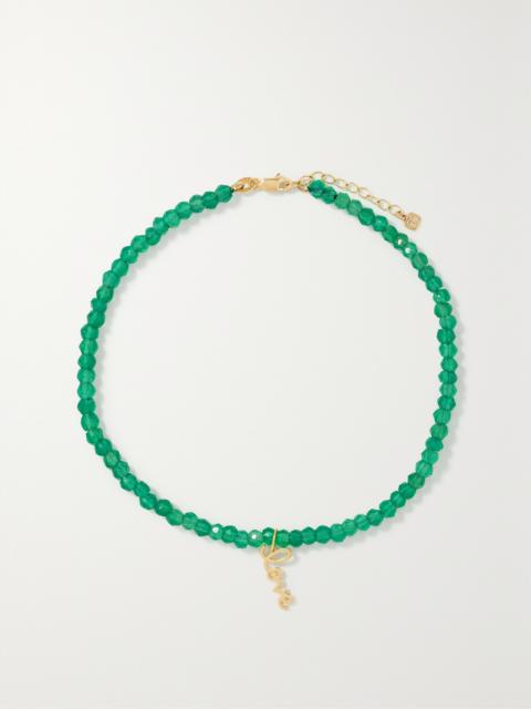 Tiny Pure Love 14-karat Gold Onyx Anklet