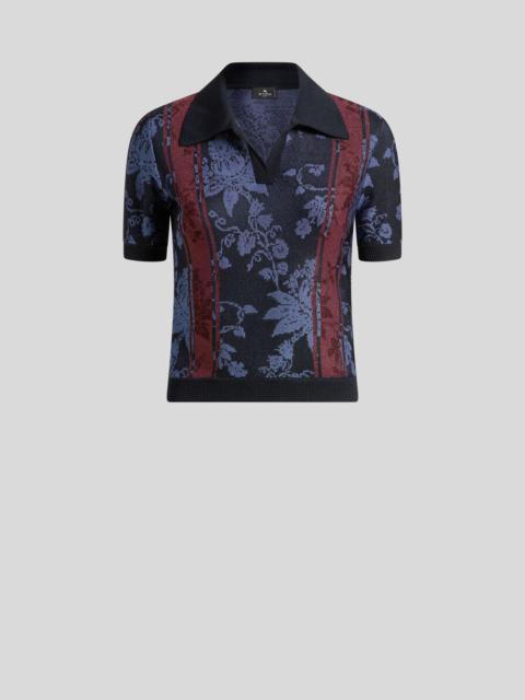 KNIT JACQUARD POLO SHIRT WITH FLORAL MOTIF