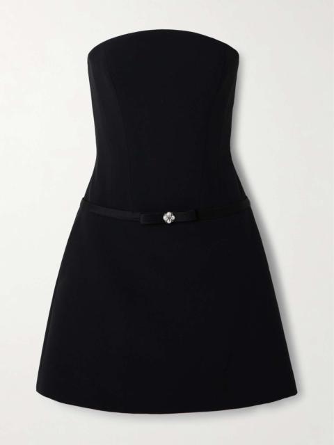 Embellished strapless cady mini dress