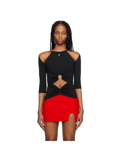 Black Cutout Long Sleeve T-Shirt