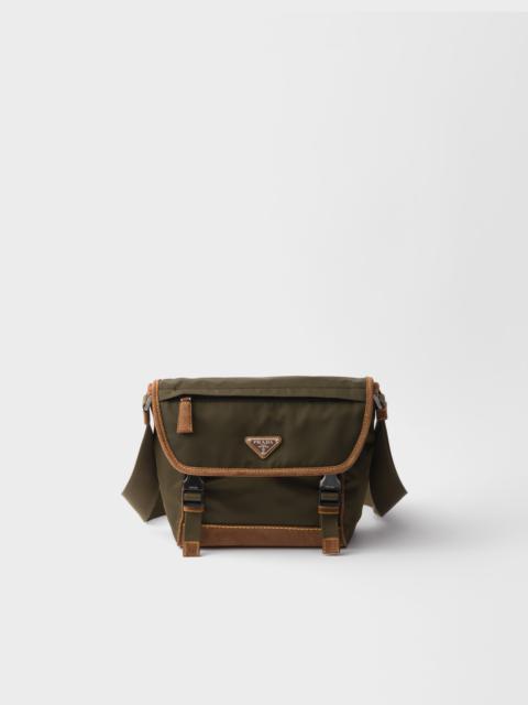 Medium Re-Nylon and suede shoulder bag
