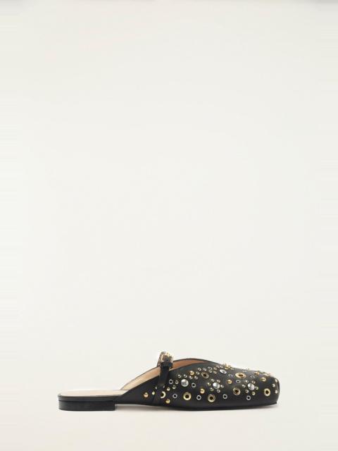 Black Studded Square Toe Ballerina