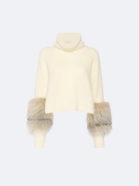 Cashmere Turtleneck Sweater With Fur