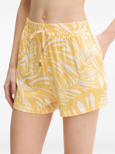 Annie leaf-print drawstring shorts