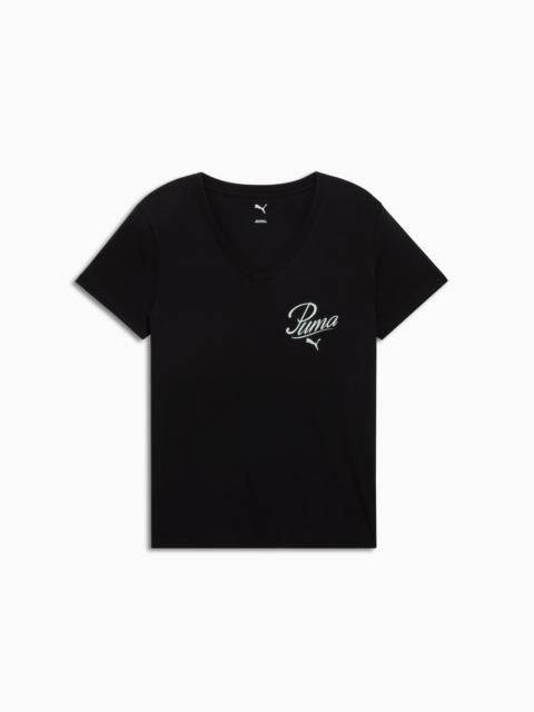 Essentials Script V-Neck Tee Women