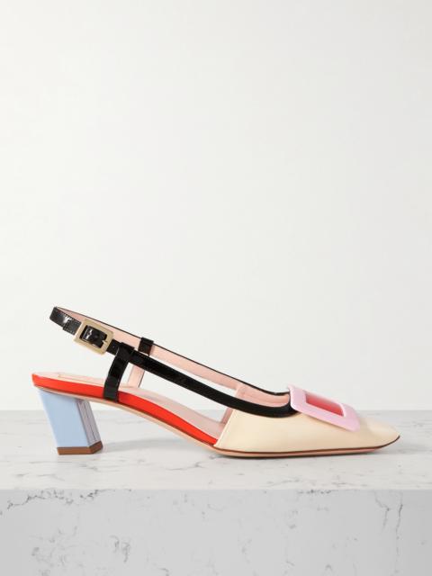 Belle Vivier 45 Color-block Patent-leather Slingback Pumps