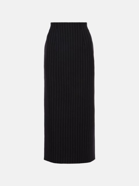 Contour pinstripe wool midi skirt