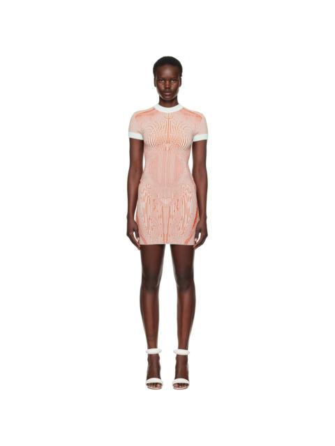Orange & Green 'The Morphing Pinstripes Jacquard' Minidress