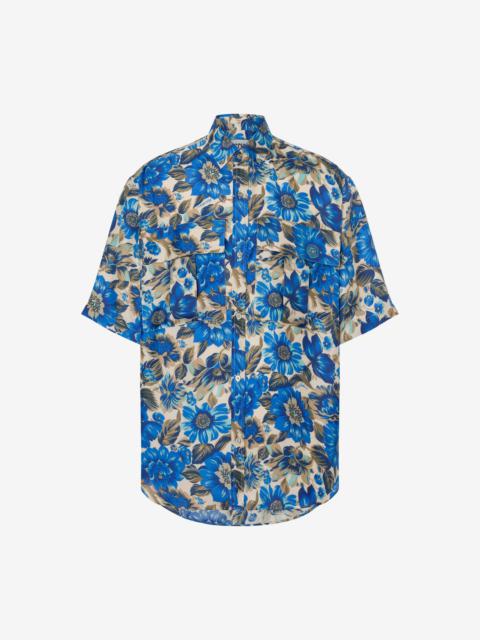 ALLOVER BLUE FLOWERS SHORT-SLEEVED SHIRT