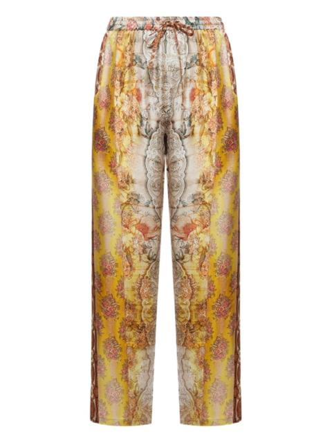floral-print drawstring-waist trousers