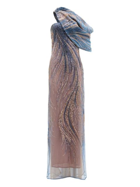 Rayo De Luna sequin draped gown