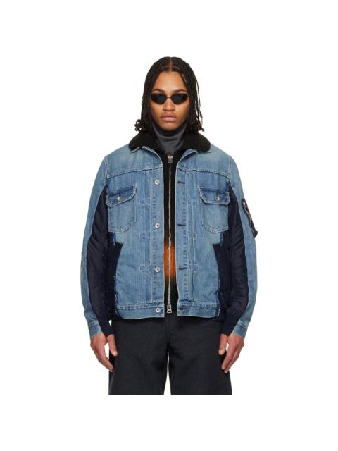 Blue Nylon Twill & Denim Jacket