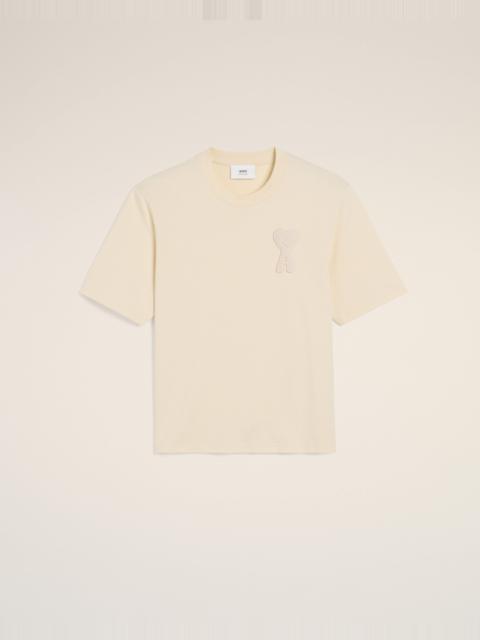 BEIGE COTTON AMI DE COEUR PATCH T-SHIRT