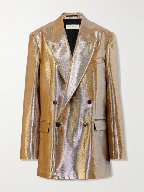Oversized Double-breasted Lamé Blazer