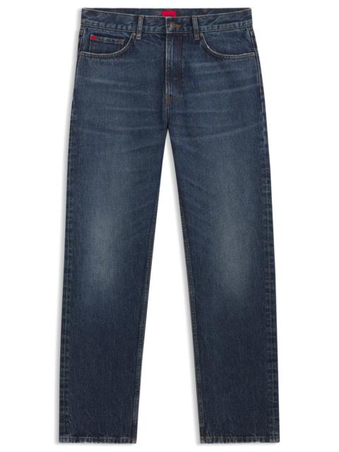 BLUE REGULAR-FIT JEANS IN VINTAGE-WASH DENIM
