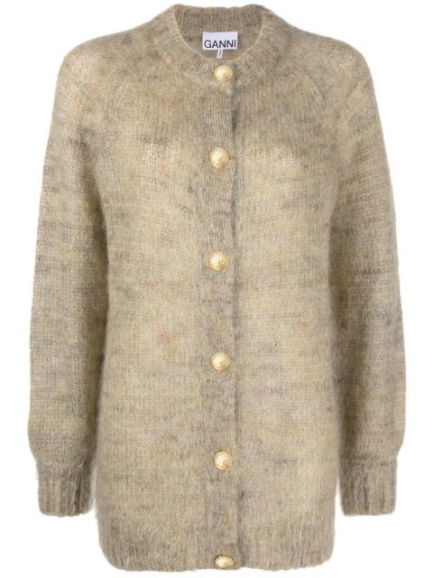 brushed-effect crew-neck cardigan