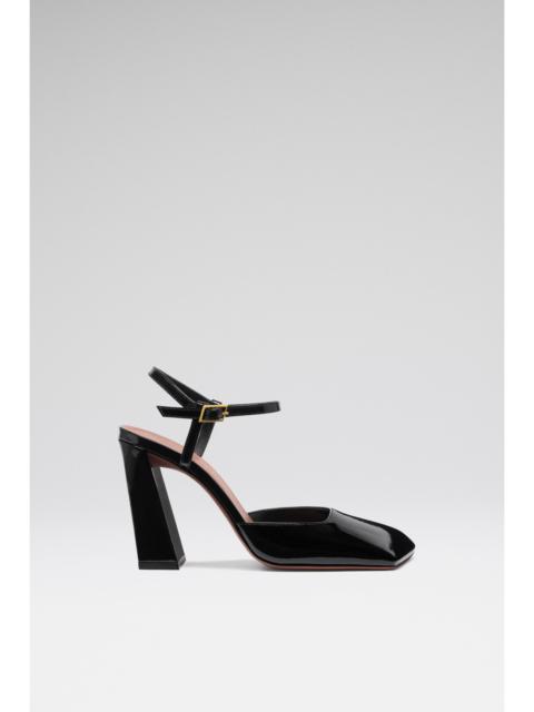 CHARLOTTE PUMP BLACK PATENT AND GOLD BUCKLE