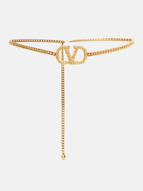 VLogo crystal-embellished belt