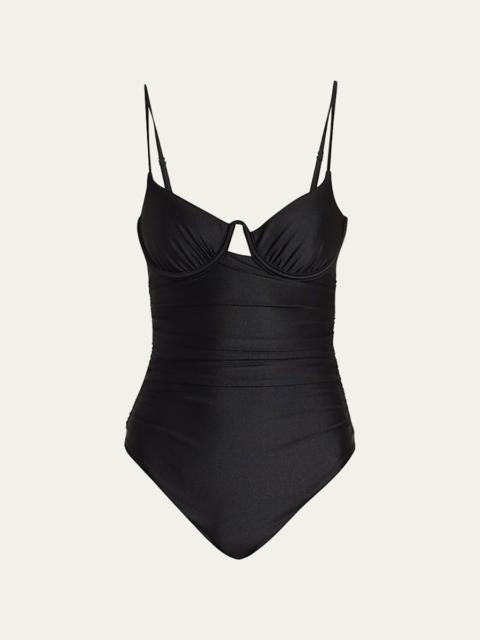 Laine Draped Satin Underwire One-Piece Swimsuit