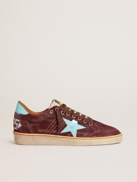 Men’s Ball Star in dark red suede with light blue star and heel tab