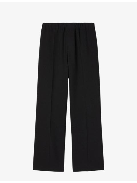 Elasticated-waist wide-leg stretch-woven trousers