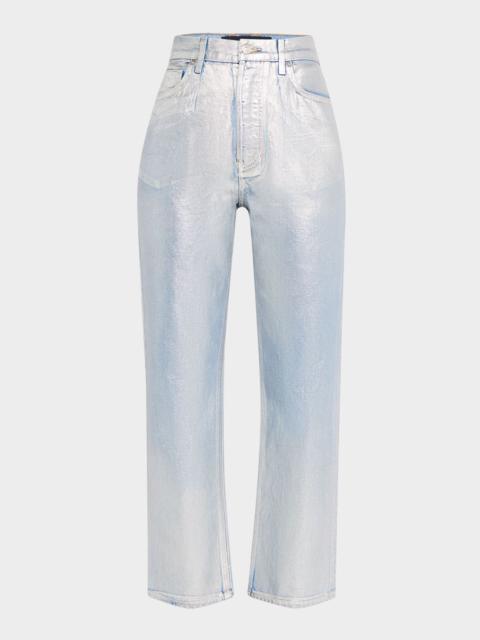 Daniela High-Rise Ankle Straight Metallic Jeans