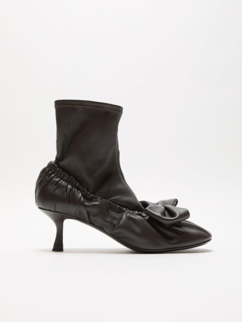 Leather bow ankle boots - Dark brown