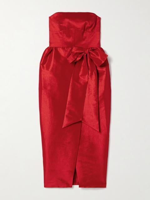 Ava Strapless Bow-detailed Taffeta Midi Dress