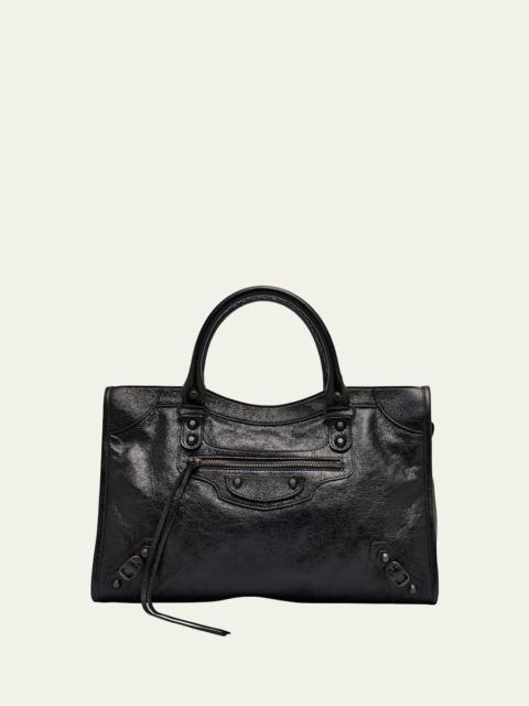 Le City Medium Crinkled Leather Top-Handle Bag