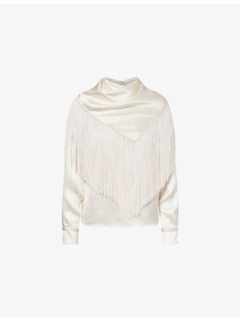 Anderson Fringe Scarf Satin-Silk Top