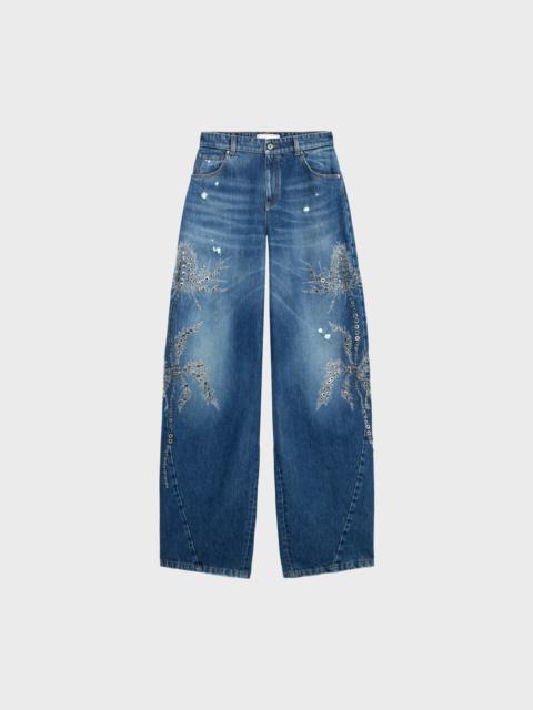 BAGGY JEANS WITH STONE EMBROIDERY AND STUDS