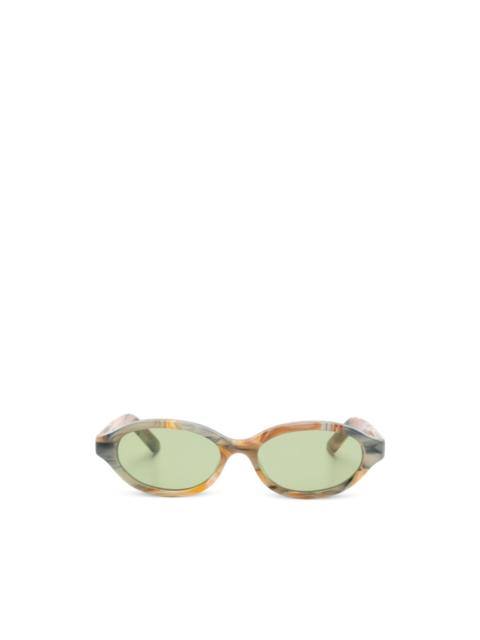 patterned oval-frame sunglasses