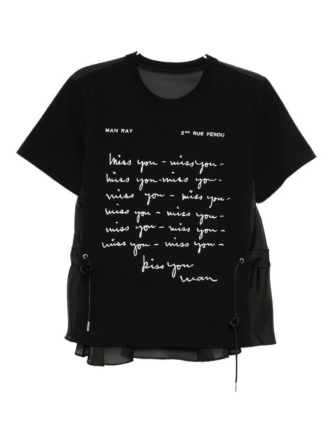 script-printed blouse