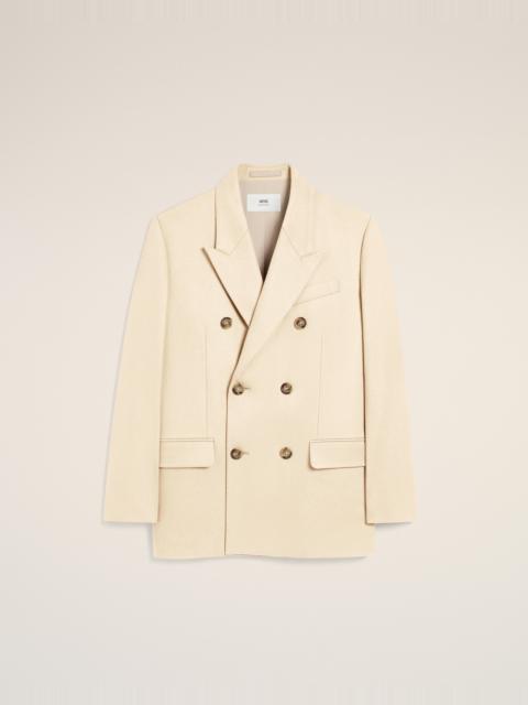 WHITE WOOL LOOSE DOUBLE BREASTED JACKET