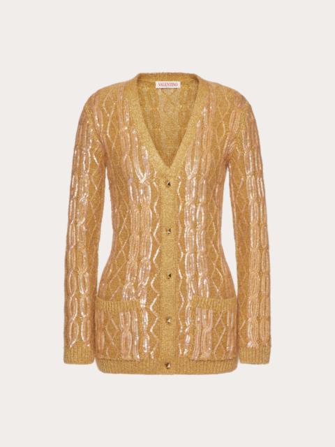 EMBROIDERED MOHAIR LUREX CARDIGAN