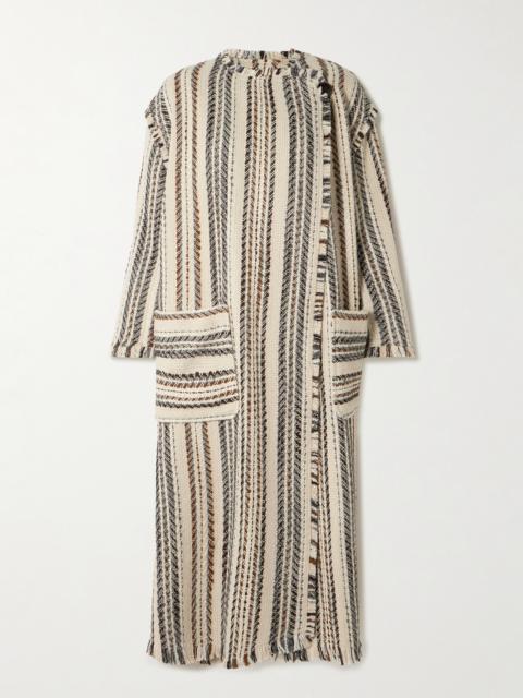 Inita Frayed Striped Tweed Coat