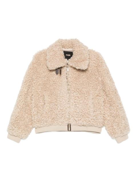 teddy-effect zip-up faux fur jacket
