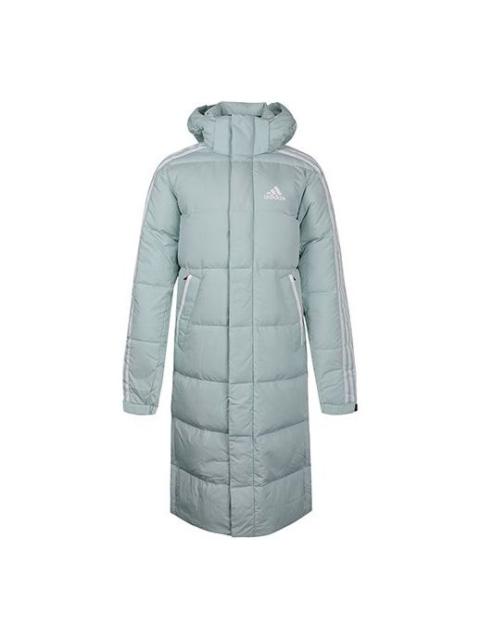 Men's adidas Outdoor Hooded Long Down Jacket Green GF0084