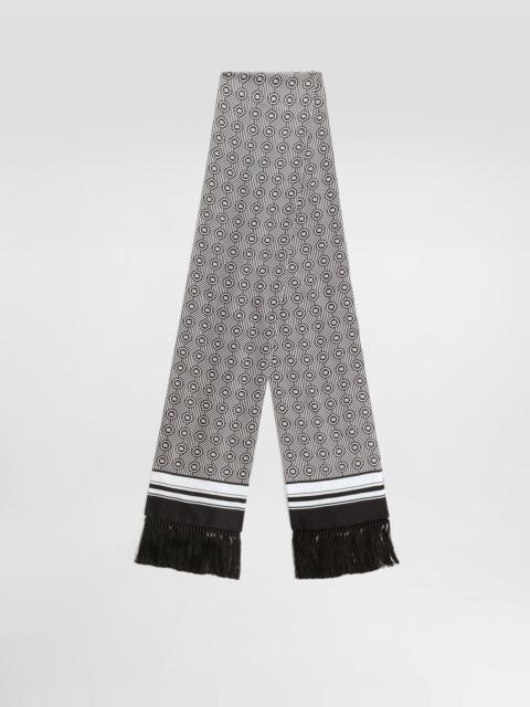 Silk twill scarf with micro-design and logo