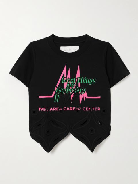 Schiffili Layered Cutout Embroidered Cotton And Satin-jersey Turtleneck Top