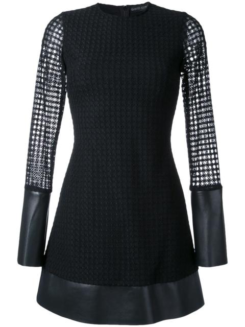 mesh sleeve flared mini dress