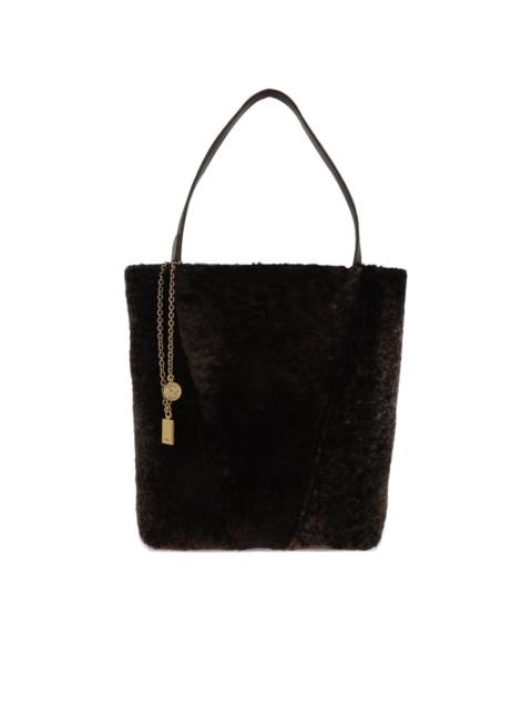 shearling panelled tote bag